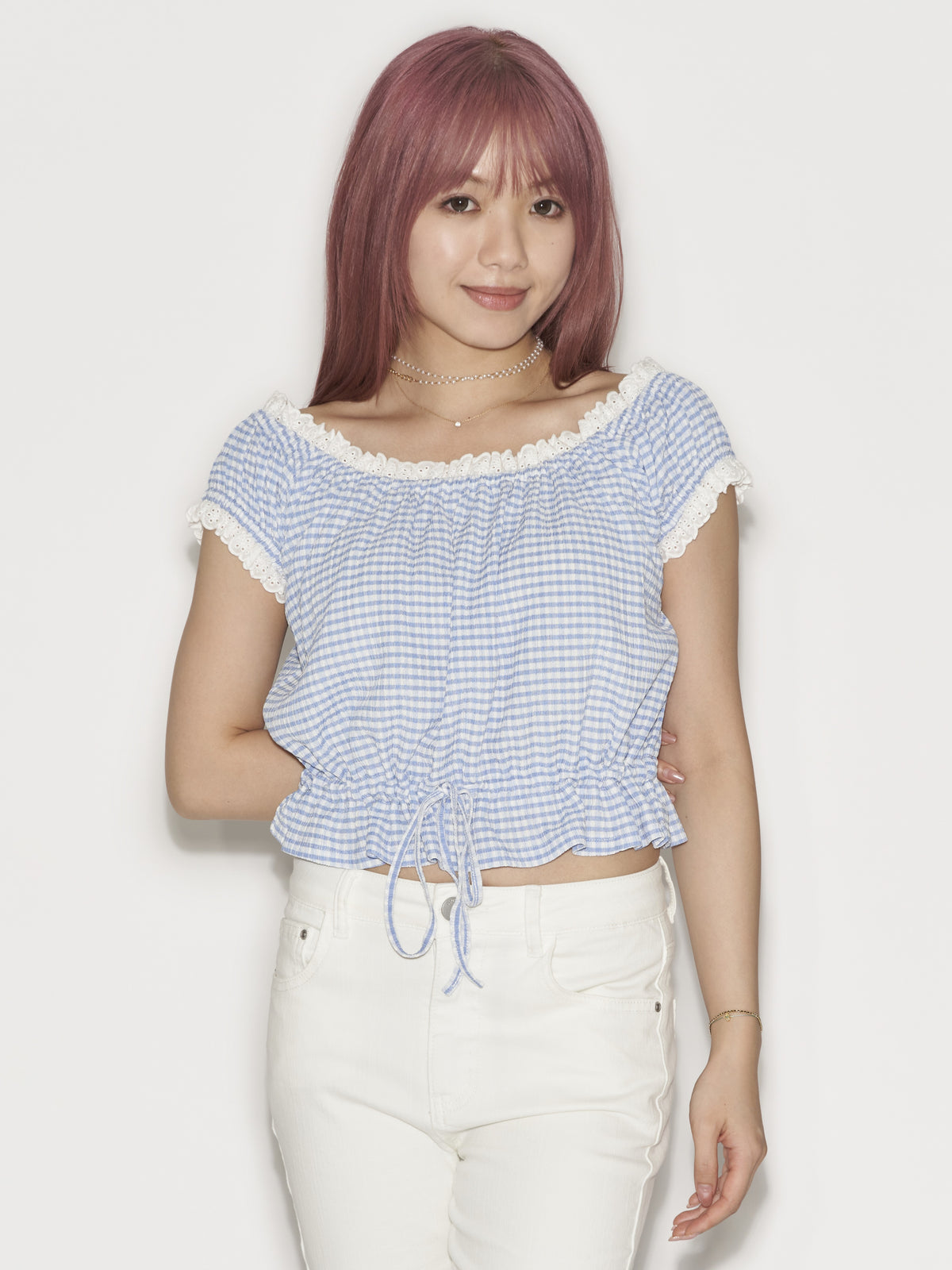Gingham Puff Sleeve Top