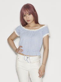 Gingham Puff Sleeve Top