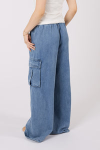 Wide Leg Cargo Denim Pants