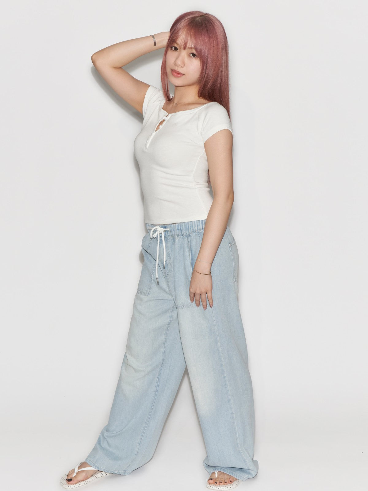 Drawstring Denim Pants