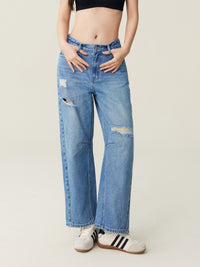 Ripped Barrel Jeans