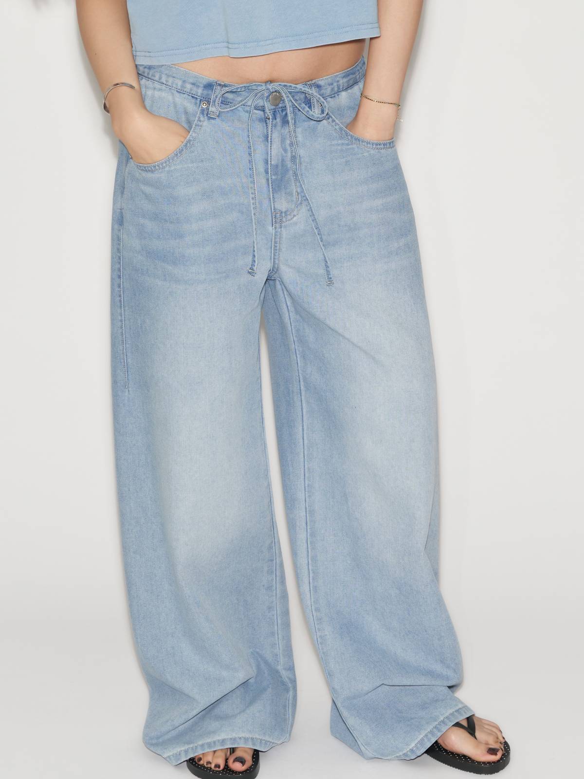 Drawstring Denim Pants