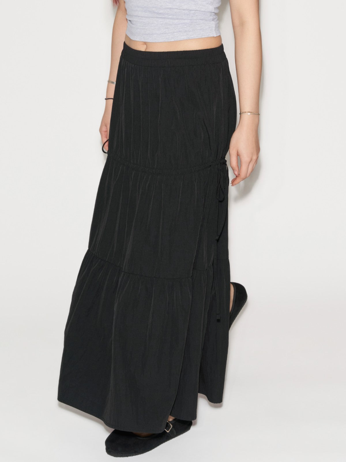 Side Tie Midi Skirt