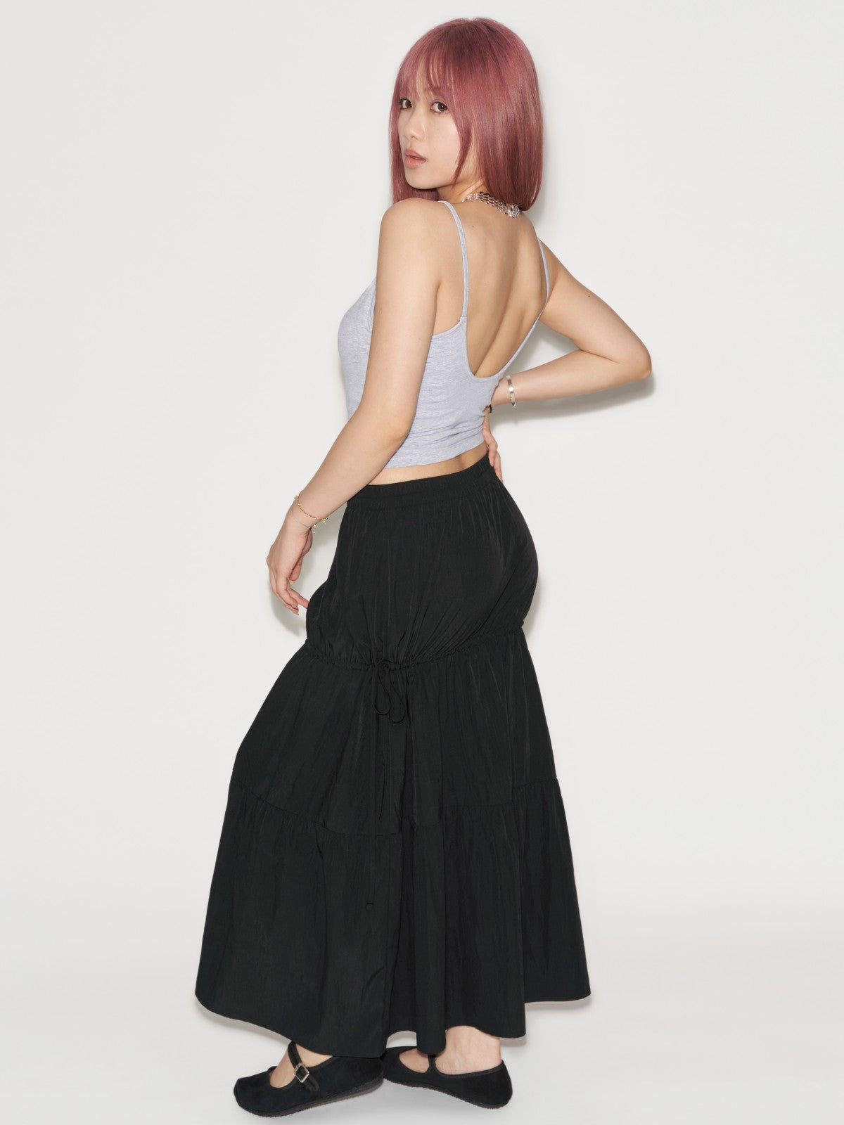 Side Tie Midi Skirt