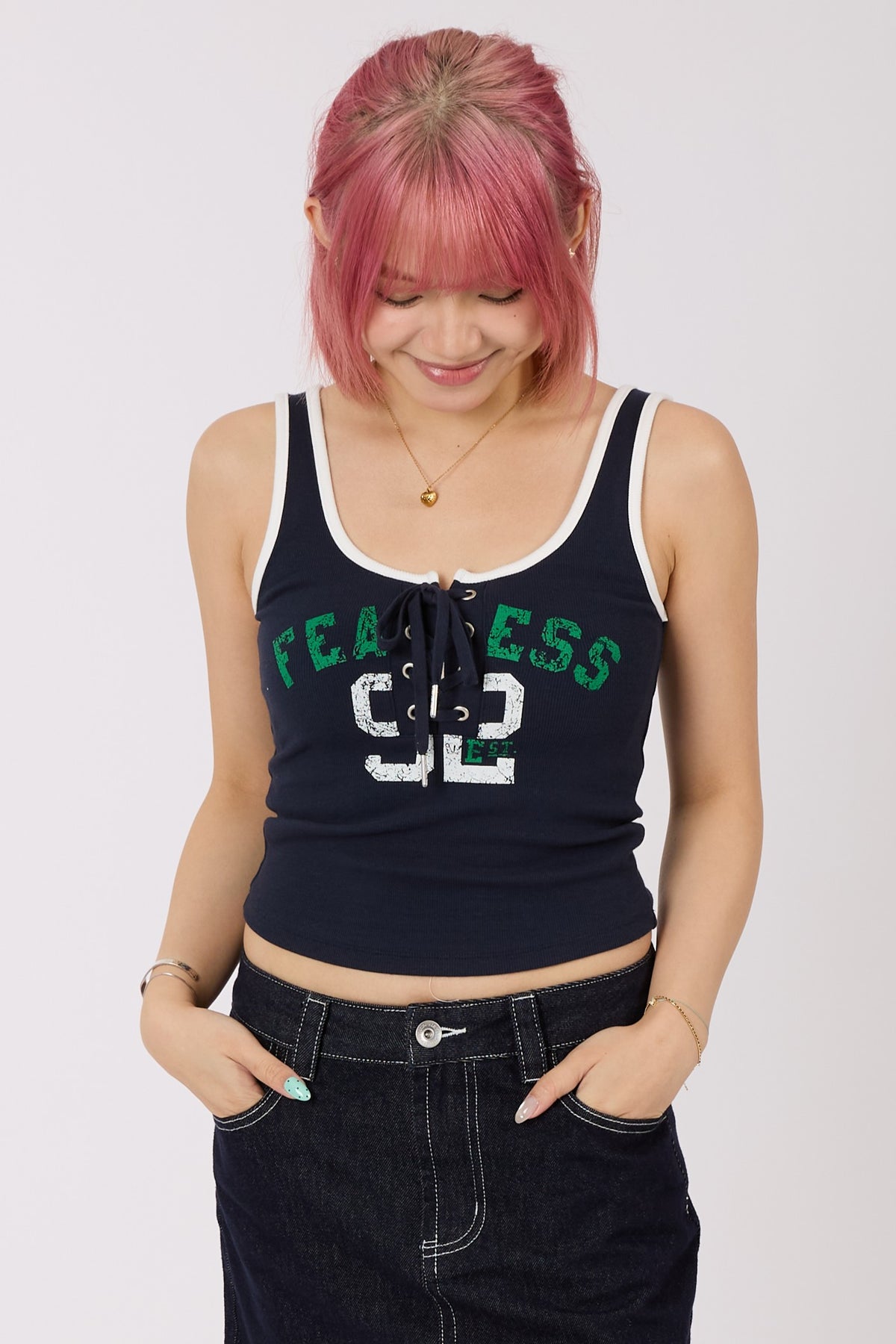 Front Lace Up Tank Top