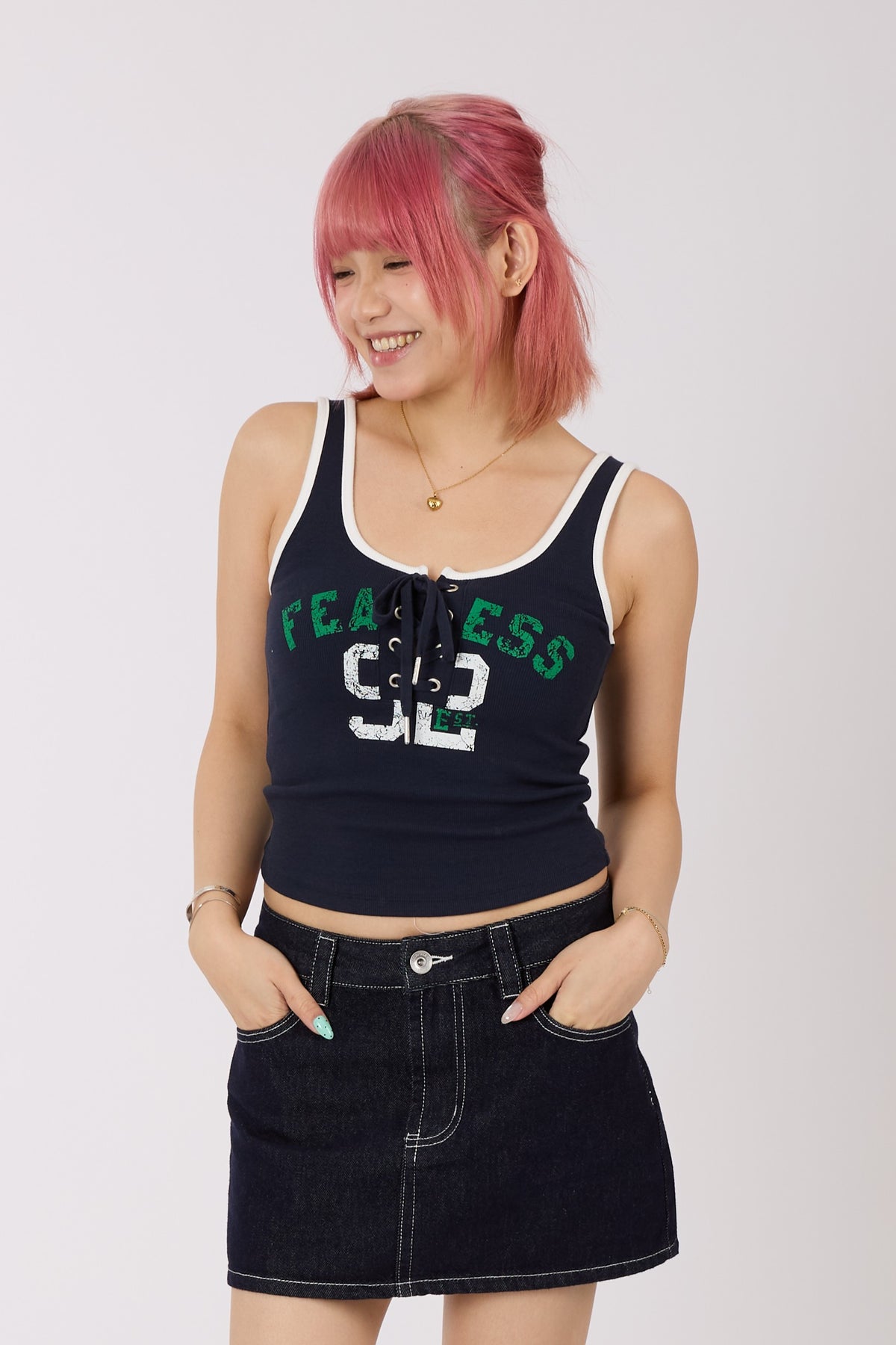 Front Lace Up Tank Top