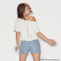 Striped Denim Bermuda Shorts