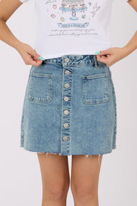 Button Denim Skirt