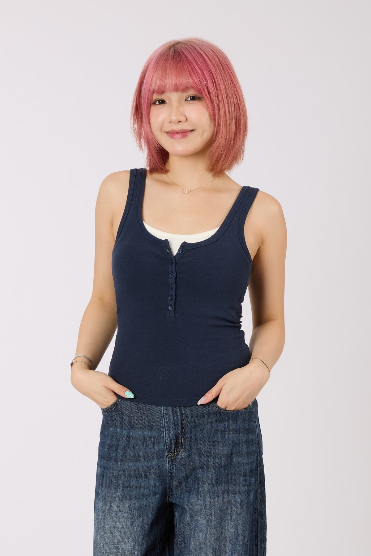 2-in-1 Henley Tank Top