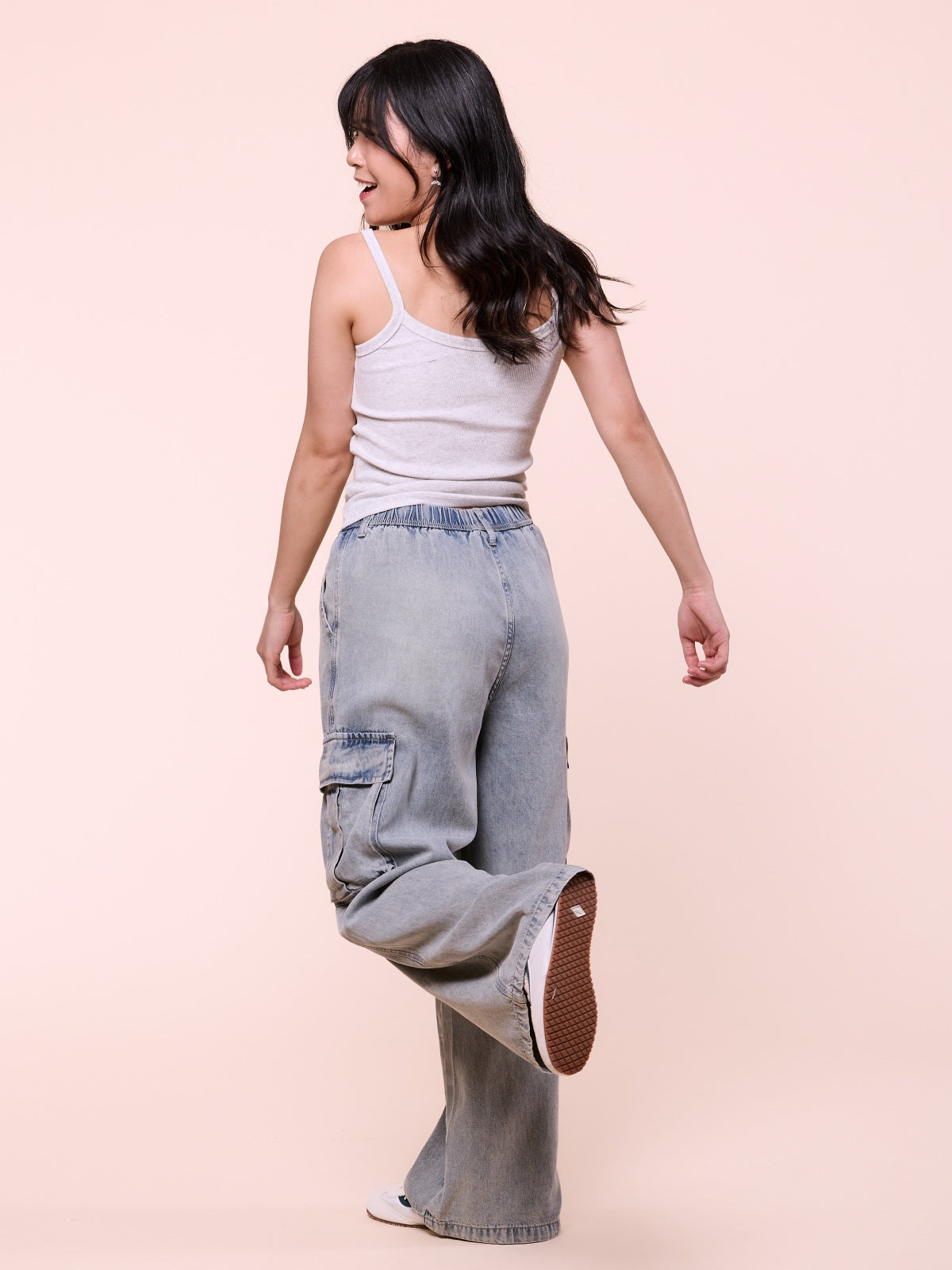 Wide Leg Cargo Denim Pants