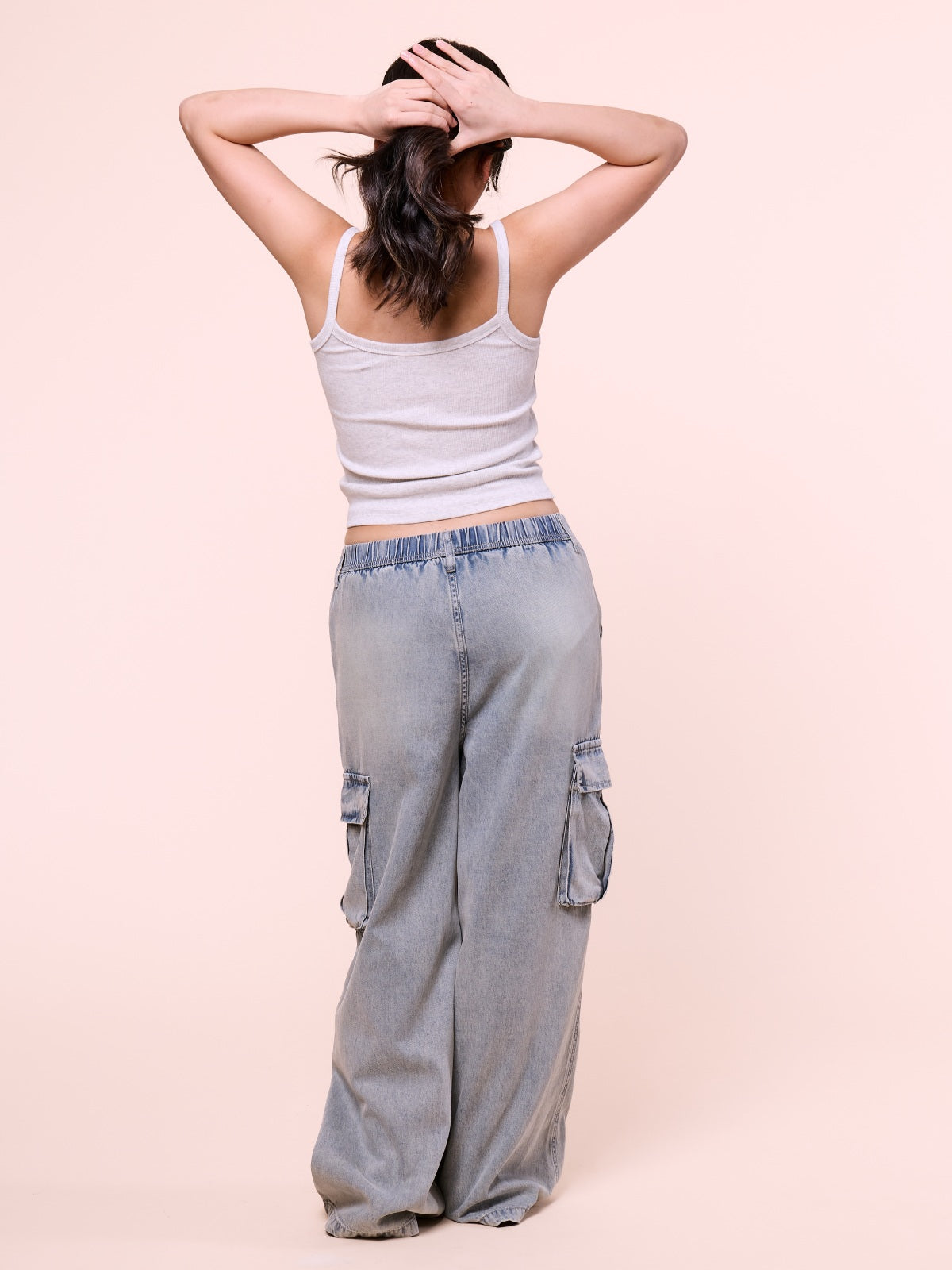 Wide Leg Cargo Denim Pants