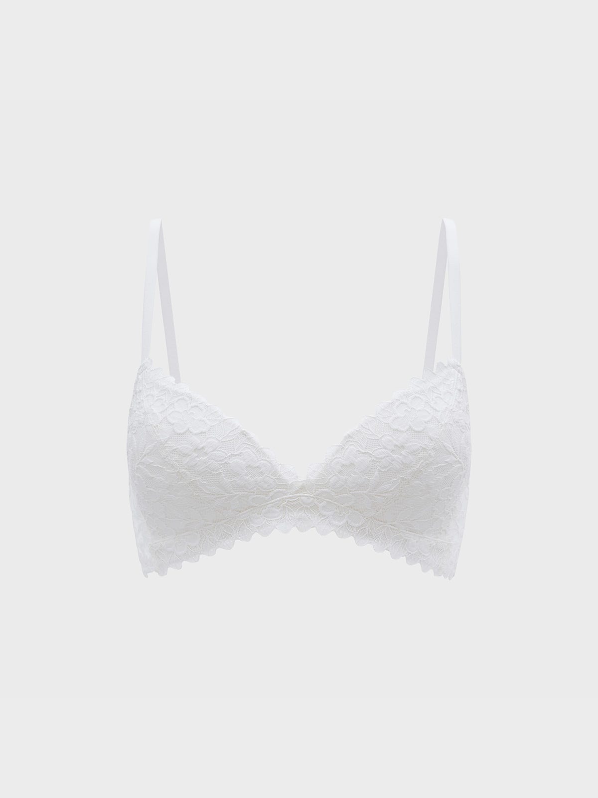 VINIFRED, Wireless Lace Triangle Bra - 8F5-OffWhite
