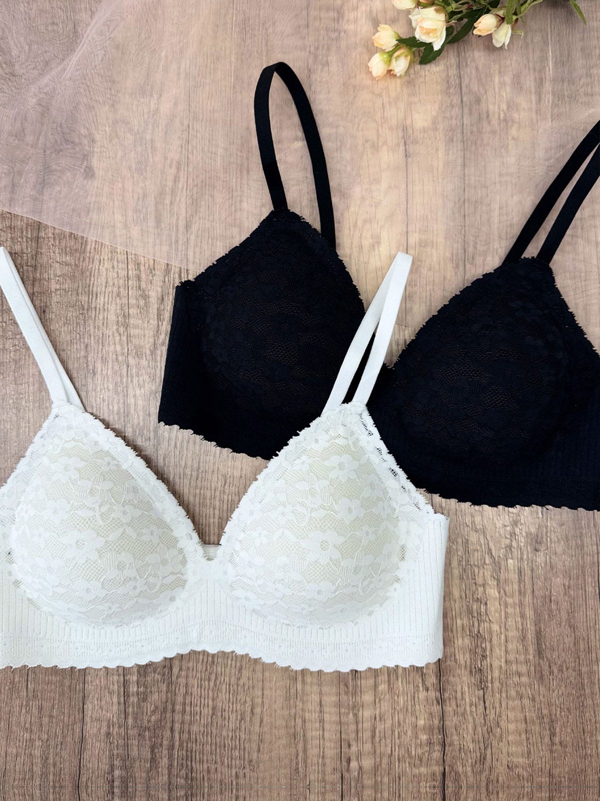 DINAH, Wireless Lace Bralette - 8f6-offwhite