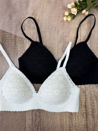 DINAH, Wireless Lace Bralette - 8f6-black