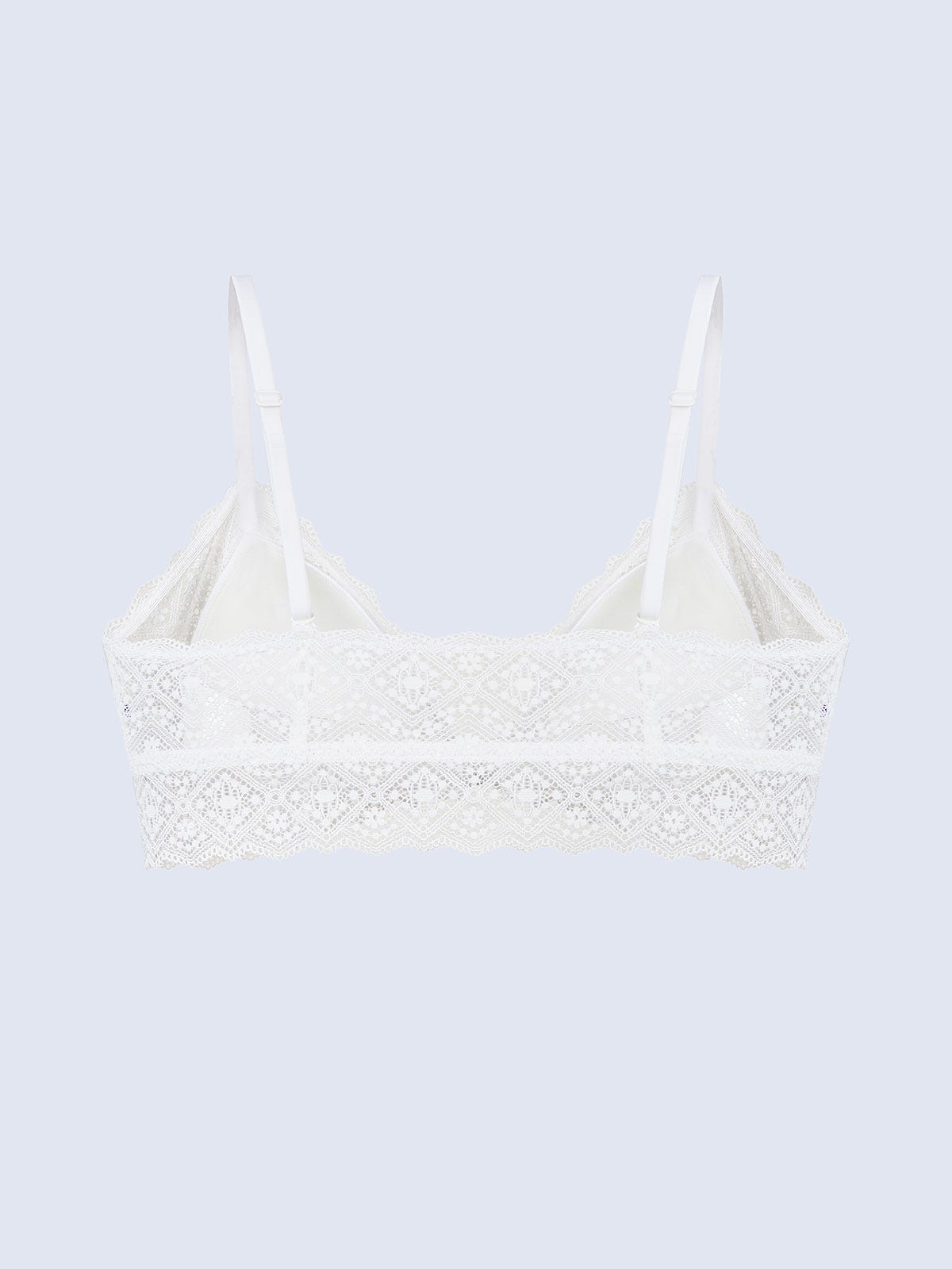 CAMBRE, Front Closure Wireless Light Pad Lace Bralette - 8F5-OffWhite