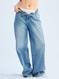 TARINA, High-rise Wide Leg Jeans - 8S6-MidBlueDenim