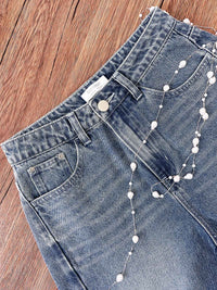 TARINA, High-rise Wide Leg Jeans - 8S6-MidBlueDenim