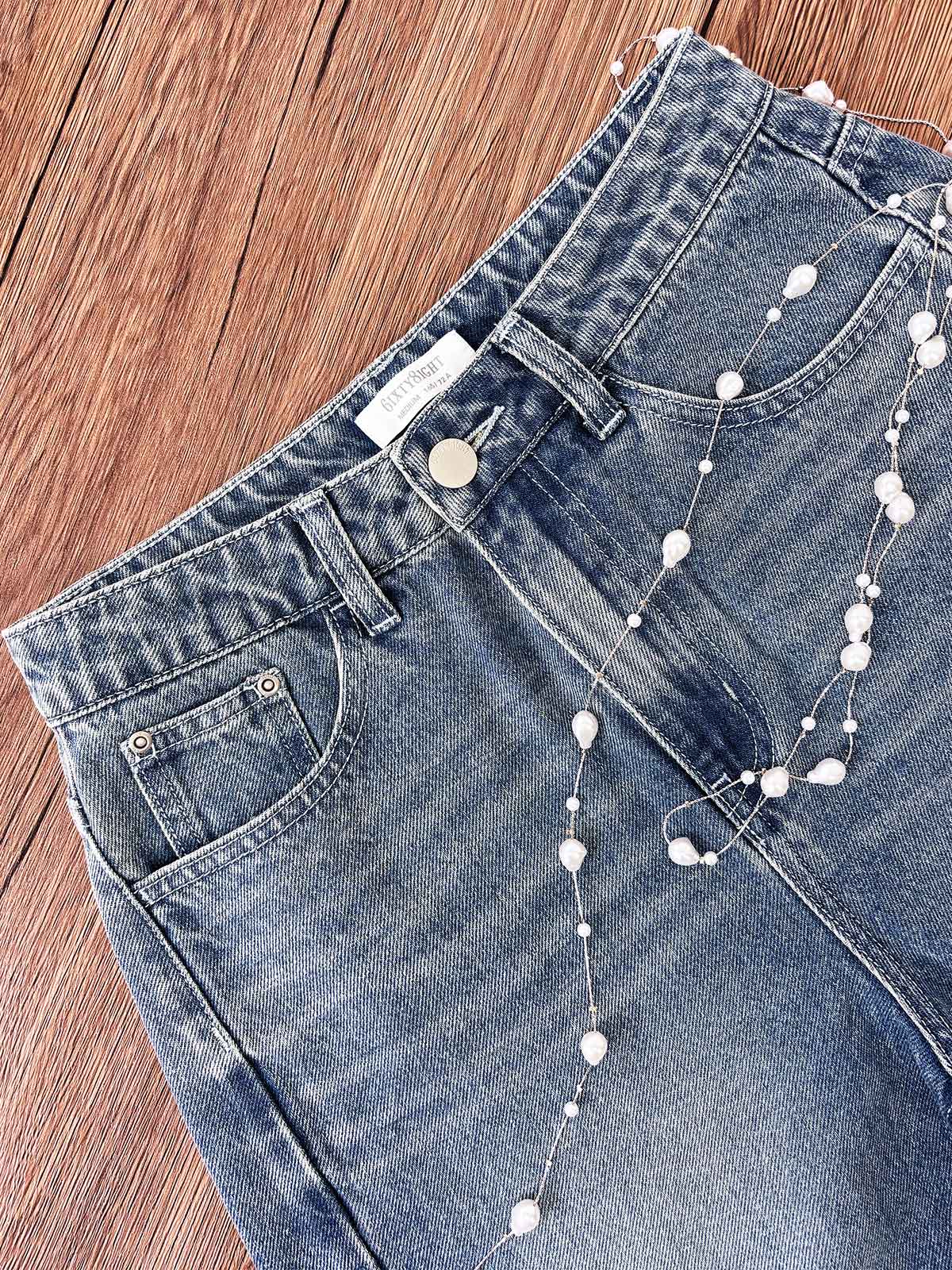 TARINA, High-rise Wide Leg Jeans - 8S6-MidBlueDenim
