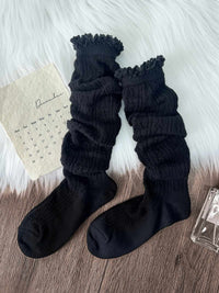 Plain Over-The-Knee Socks - 8S6-Black