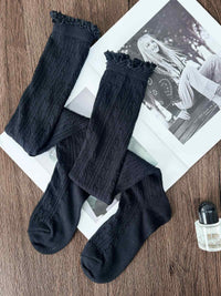 Plain Over-The-Knee Socks - 8S6-Black