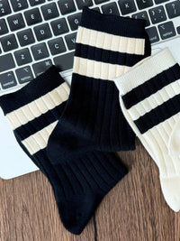 CHRISTINE FANCY, Sporty Stripe Regular Socks - 8S6-Black