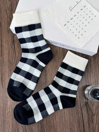 CHRISTINE FANCY, Checked Regular Socks - 8S6-Black
