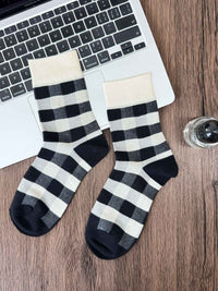 CHRISTINE FANCY, Checked Regular Socks - 8S6-Black