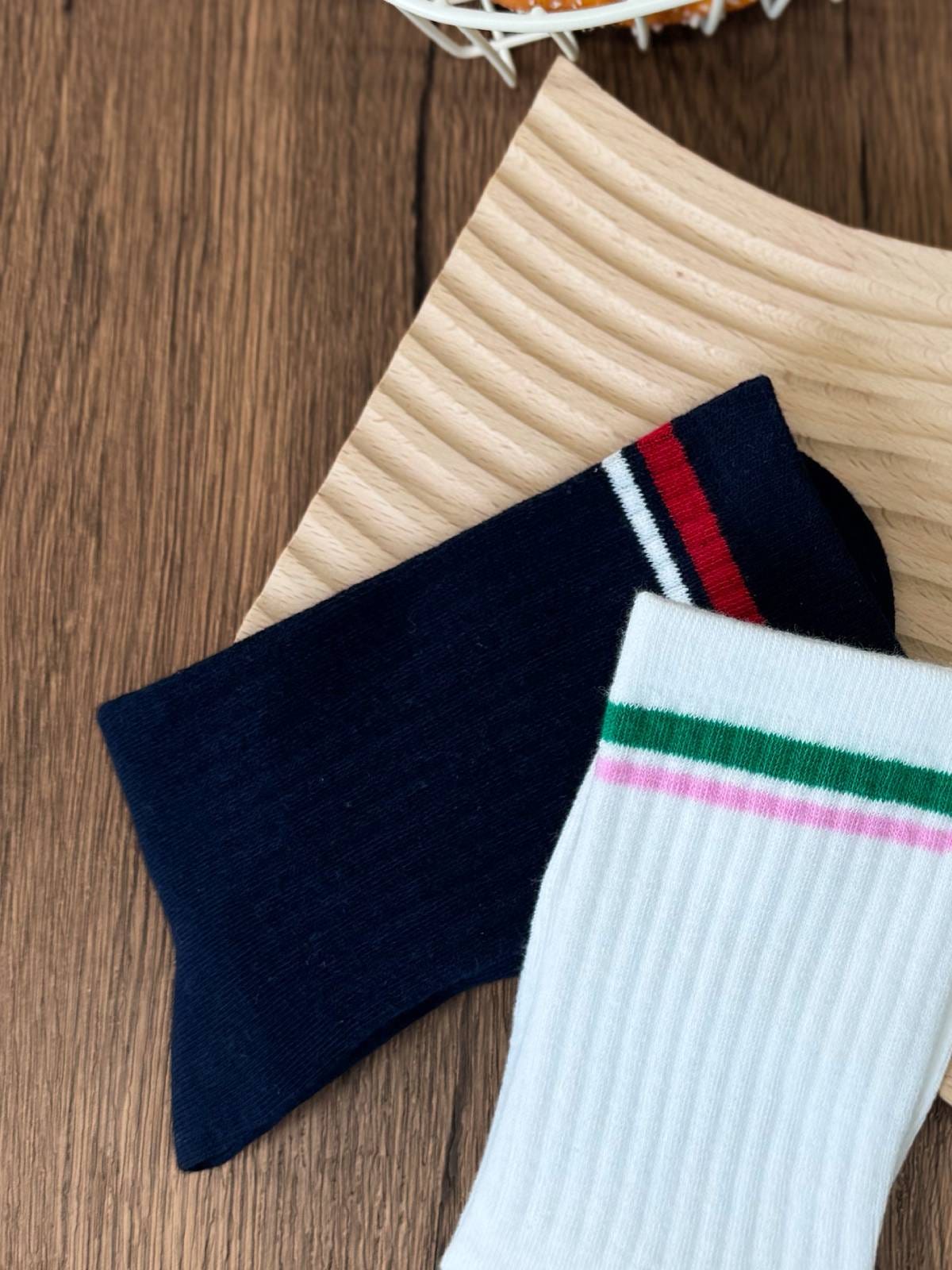 CHRISTINE C, Sporty Stripe Regular Socks - 8S6-NavyBlazer