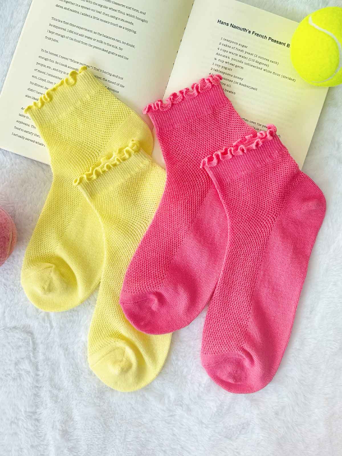 SAKURA FRILLY, Frill Short Socks - 8S6-Bubblegum