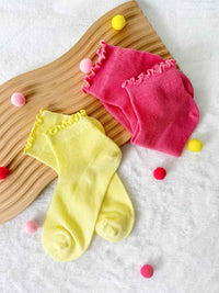 SAKURA FRILLY, Frill Short Socks - 8S6-CandyYellow