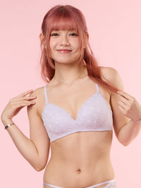 SUMI, Wireless Light Pad Lace Bra - 8S6-LavenderBlue