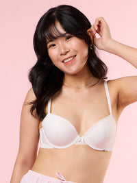 TIONA, Soft-wired Lace Bra - 8S6-OffWhite