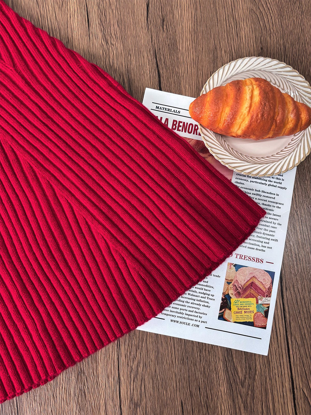 EMERSON, Short Sleeve Ribbed Knit Dress - 8S6-ChineseRed