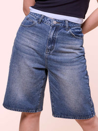 LETTY, Denim Bermuda Shorts - 8f6-bluedenim
