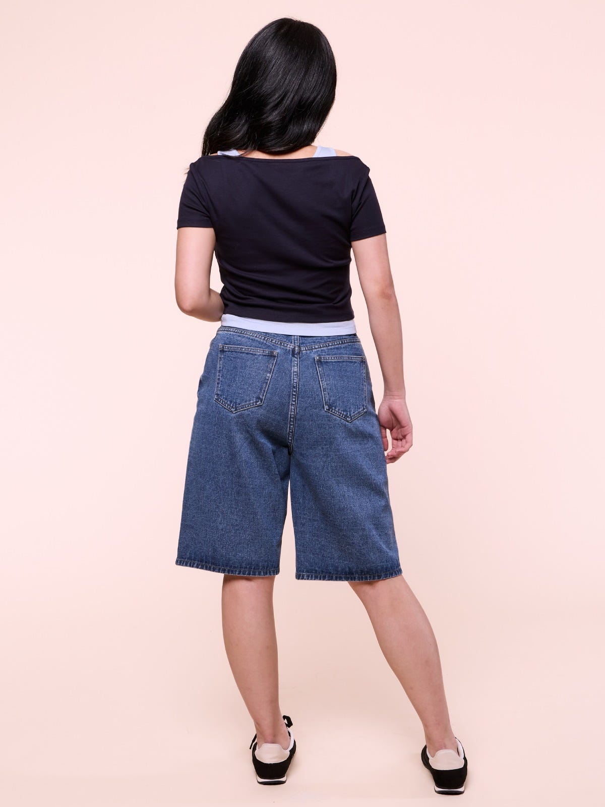 LETTY, Denim Bermuda Shorts - 8f6-bluedenim