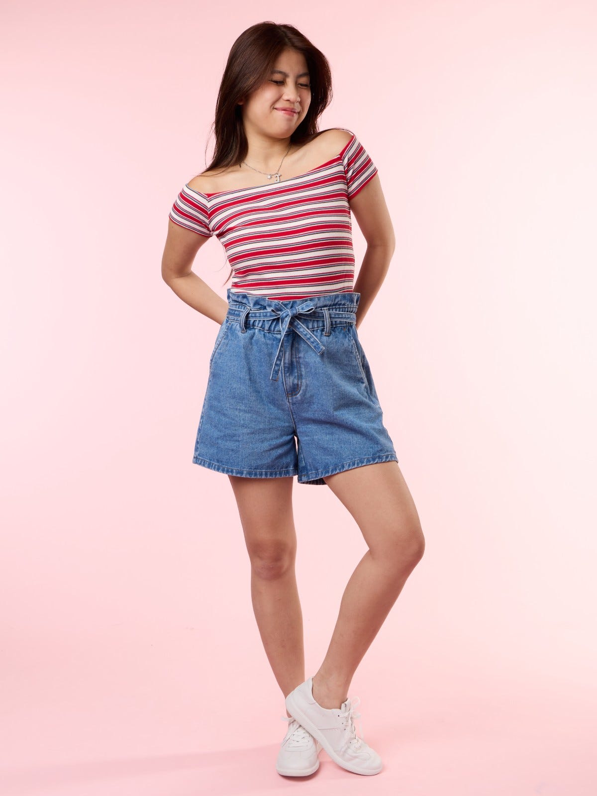 TAMIA, Denim Shorts - 8S6-BlueDenim