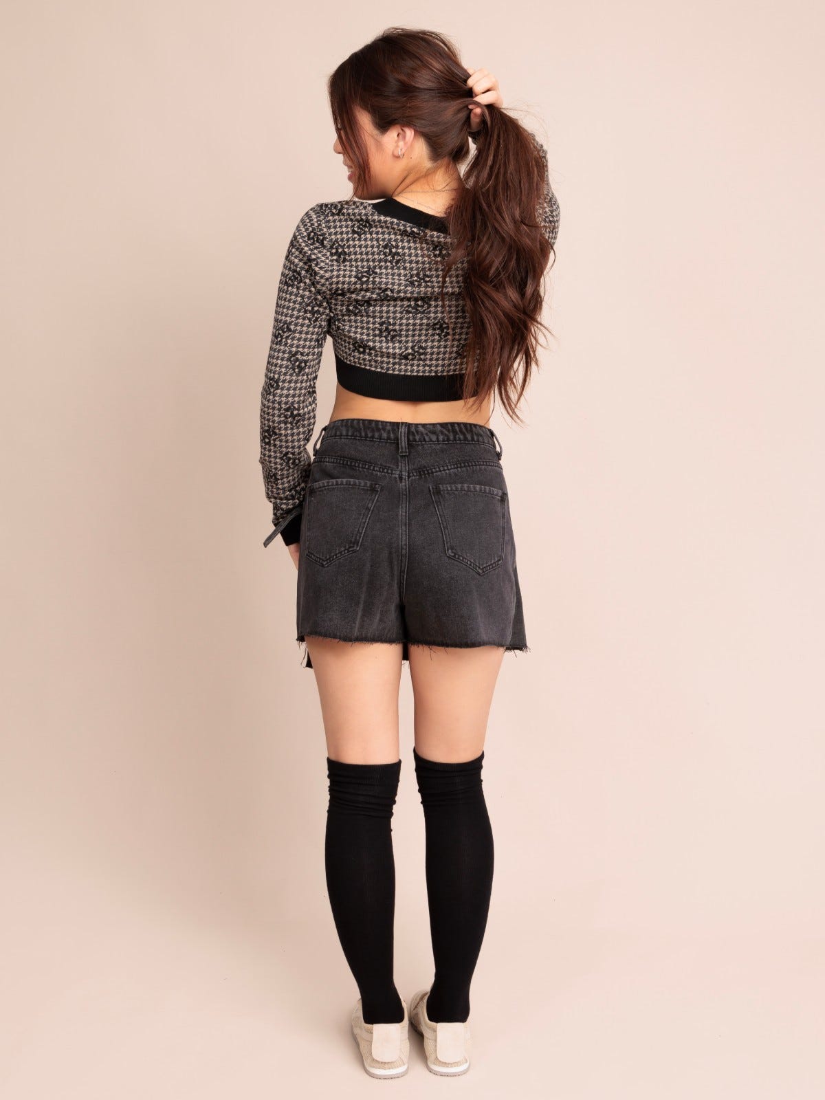 ADALINE, Pleated Denim Skorts - 8S6-DarkGreyDenim