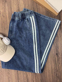 MICHELLE, Wide Leg Denim Pants - 8S6-BlueDenim