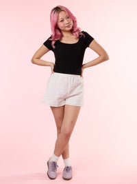 DENISE, Embroidered Shorts     - 8S6-OffWhite