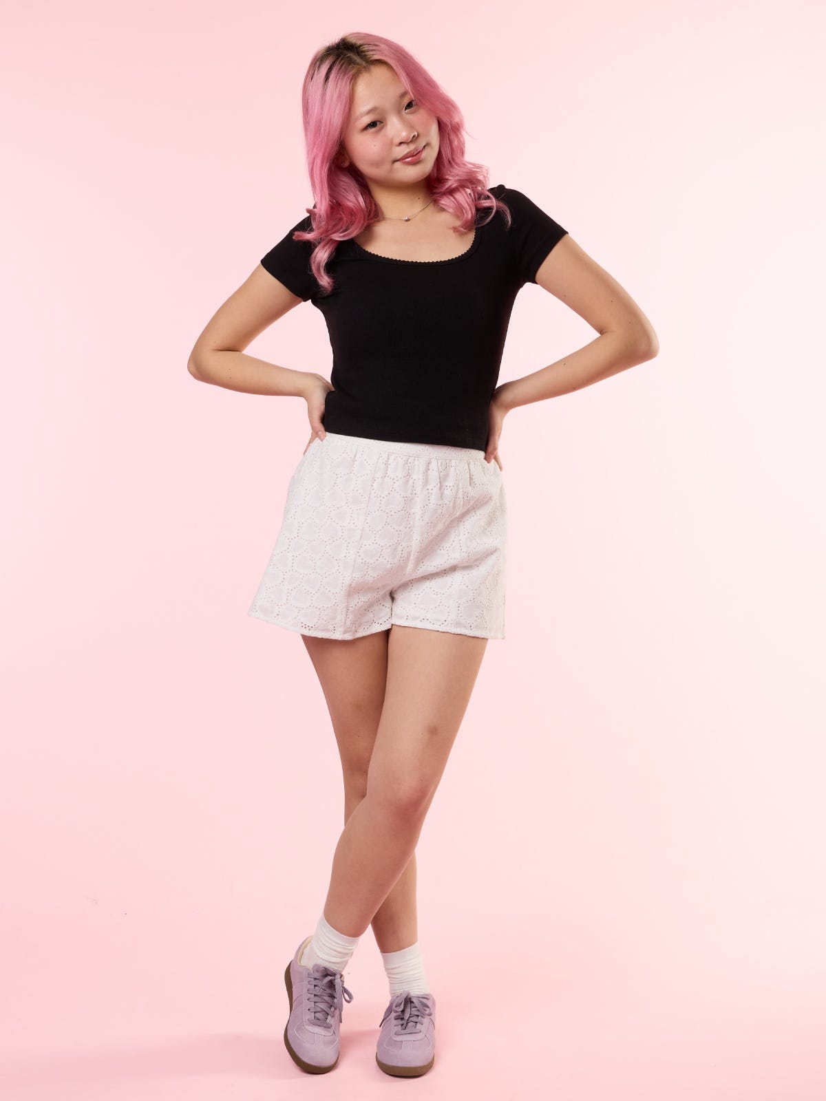 DENISE, Embroidered Shorts     - 8S6-OffWhite