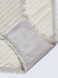 JENNA P SOLID, Texture Lace Hipster Panty - 8S6-Metal