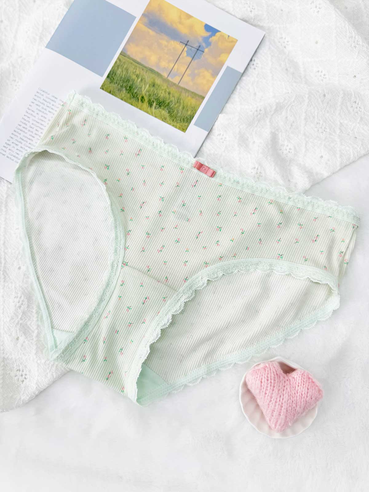 GUPPY AOP, Marshmallow Modal Hiphugger Panty - 8S6-HushedGreen