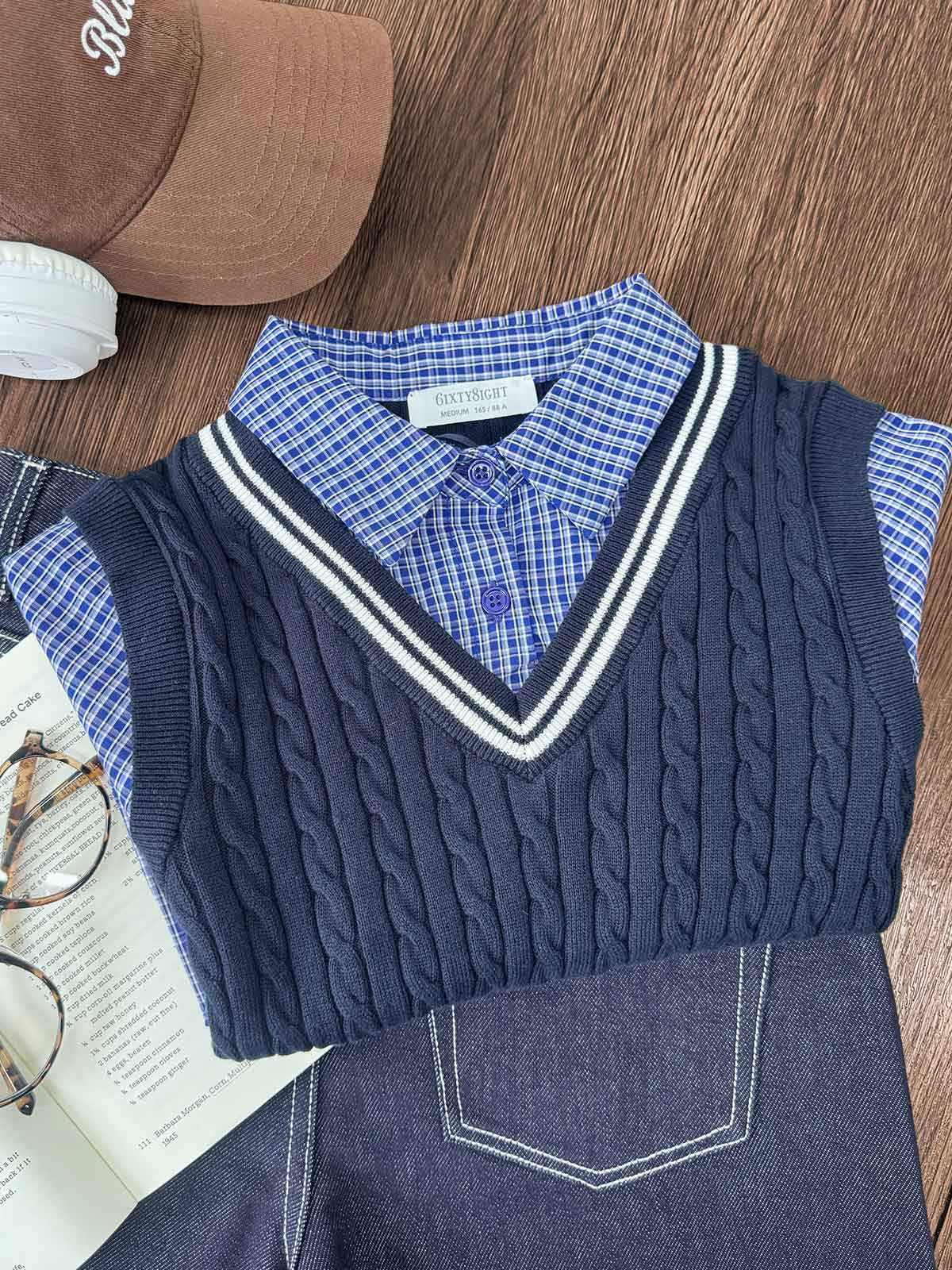 TATUM, 2-in-1 Shirt with Vest Top - 8S6-Peacoat