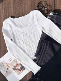 BLAKE, Reversible Neck Rib Knit Top - 8S6-OffWhite