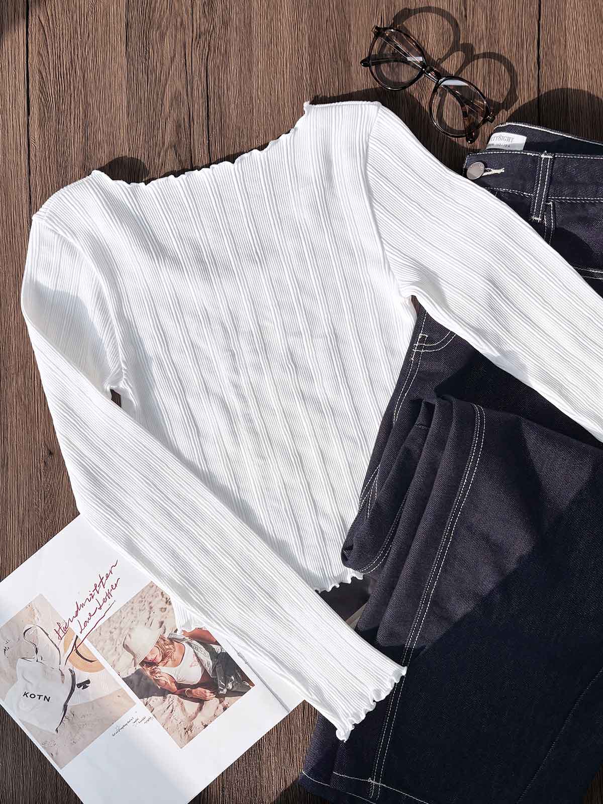 BLAKE, Reversible Neck Rib Knit Top - 8S6-OffWhite