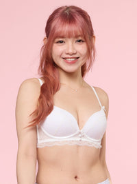 GISELE, Wireless Push Up Lace Bra - 8s6-offwhite